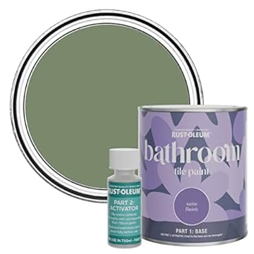 Rust-Oleum Green Water-Resistant Bathroom Tile Paint in Satin Finish - All Green 750ml