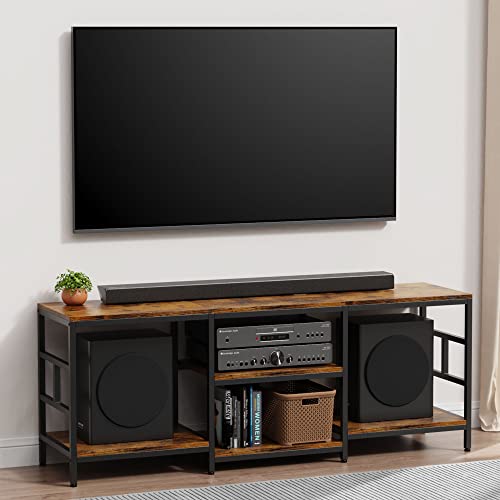 Amosic Tv Stand Media Entertainment Center With Power Outlet, Tv Stand For 55 60 65 70 Inch Tv, Tv Table, Entertainment Center, 3-Tier Tv Console, For Living Room, Entertainment Room #TOP2