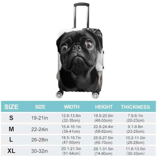 Cute Black Pug Dog Luggage Cover, Washable Elastic Suitcase Cover Protector Fit 18-32 Inch Luggage2