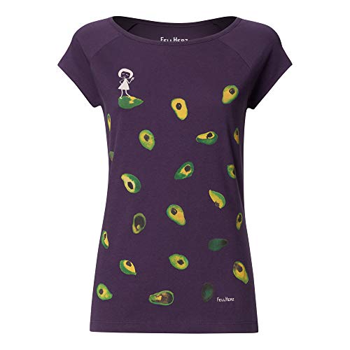 FellHerz Avocado violett - S - süßes Damen T-Shirt aus 100% Bio-Baumwolle Organic Cotton fair nachhaltig öko alternativ Mädchen Fee Peace Frieden lila