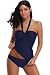 SherryDC Women's Retro Printed Twist Bandeau Padded Tankini Swimsuit with Briefs
