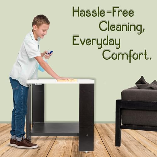 Image of SBF Furniture Small Wooden Side Table with Storage Shelf - 40x40 cm End Table Nightstand - Bedside Table for Bedroom, Living Room, Office - Modern, Durable, Easy-to-Clean Furniture
