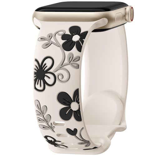 Witzon Cute Floral Band Compatible with Apple Watch Bands For Women 42mm 41mm 40mm 38mm 44mm 45mm...