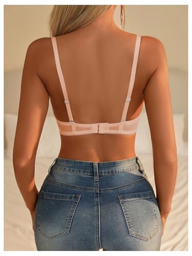 Image of RoseSeek Women's Sheer Lace Underwire Bras Backless Push Up Bra Lingerie