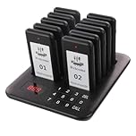 LOUKIENE Restaurant Pager System, 10 Wireless Pagers, Touch Keyboard Calling Customers Waiting Beepers with Vibration Flash and Buzzer for Queue in Food Trucks Churches Bar Shop Hotels Eatery (Black)