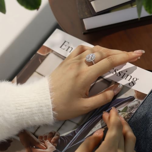 Engagement Ring for Women 6CT Oval Cut Wedding Bands 8A Cz Promise Ring for Her 925 Sterling Silver Size 5-94