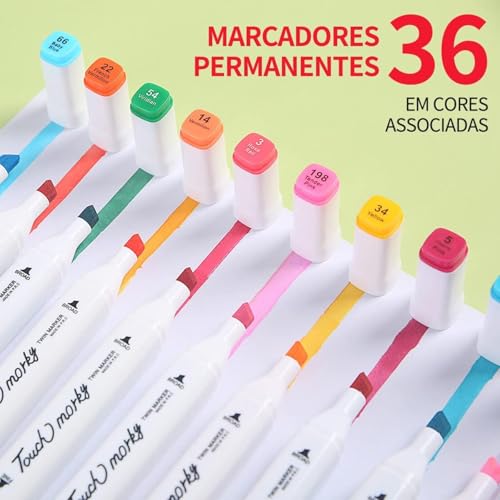 36 Canetas Marcadores para Colorir Bobbie Goods, Coco Wyo, Desenho Professional, Pontas Duplas, Codi