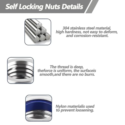 M6 Muttern Edelstahl A2 V2A Selbstsichernde Muttern 60 Stück DIN985 Mutter Sechskantmuttern Sechskantmutter Niro SchraubenMuttern Selbstsichernde Kontermuttern Set