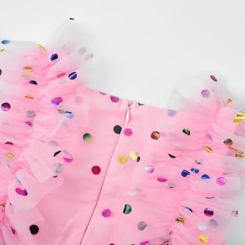JerrisApparel Flower Girls Tutu Party Dress Dots Princess Dress Birthday Outfit4