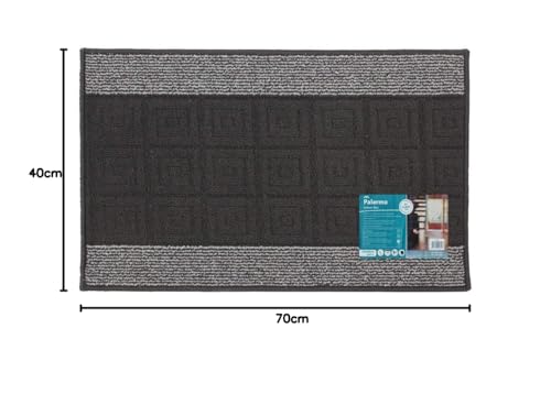 JVL Palmero Machine Washable Latex Backed Carpet Door Mat, Black/Grey, 40 x 70 cm (Rectangular) - Image 2