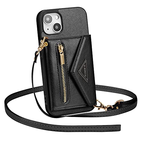 Coque pour iPhone 15 ZCDAYE étui en cuir noir protection écran et caméra 6.1