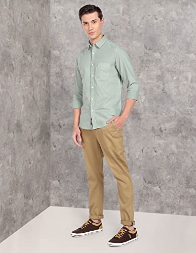 Image of U.S. POLO ASSN. Regular Fit Shirt for Men - 100% Cotton, Breathable & Comfortable, Full Sleeves Casual Shirt for Men - 48, Mint