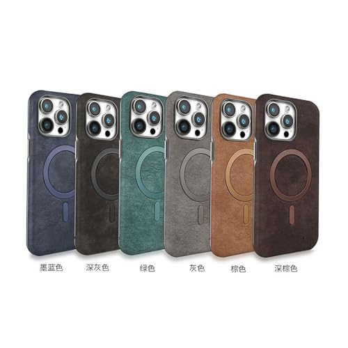 Étui magnétique en cuir iPhone 13 14 15 16 Pro Max gris - 5