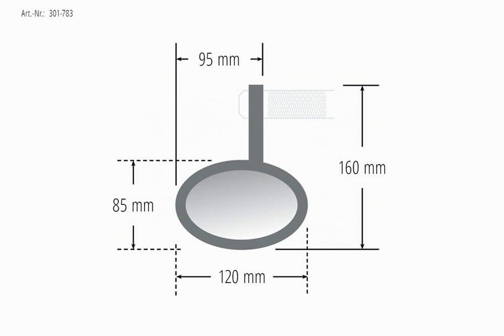 HIGHSIDER Lenkerendenspiegel FERRARA 2 verchromt | Für 1 Zoll und 7/8 Zoll Lenker; ovaler Aluminium-Kopf verchromt, links/rechts, Schelle 12 mm, Kopf 122 x 85 x 24 mm, silber