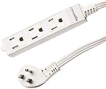 Amazon Basics Rectangular Indoor Extension Cord Power Strip - 1.83-meter, 3-Prong ,Flat Plug, Grounded - 13 Amps, 1625 Watts, 125 VAC - 2-Pack, White