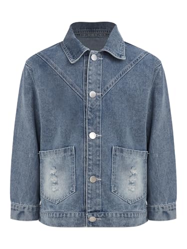 Veste en jean avec poches pour fille blouson manches longues résistant