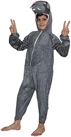 Kaku Fancy Dresses Fleece Hippo Water Animal Costume For Kids - Grey, 7-8 Years | Animal Fancy Dress For Boys & Girls