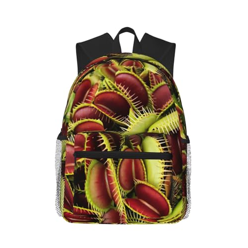 WURTON Carnivorous Plant Print Backpacks Casual,Pacious Compartments,Work,Travel,Outdoor Activities Unisex Daypacks