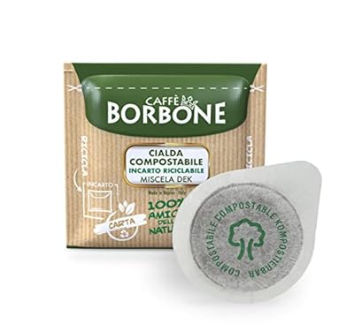 Caffè Borbone Cápsulas Compostables Mezcla de Café Dek Descafeinada - 50 cápsulas - Compatibles con el Sistema ESE Cápsulas de Papel de 44 mm