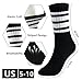 BomKinta Striped Crew Socks Women - Retro Novelty Gifts Socks - Stretchy Casual Athletic Cotton Sock Size 5-10 3 Pairs Black White Grey