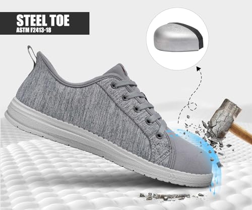 Image of LARNMERN Slip On Steel Toe Shoes Women Work Walking Sneakers Skate Hands Free Safety Tennis Shoes