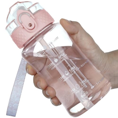 OLDLEY Kids Water Bottle with Straw 12oz, Tritan BPA-Free, Time Marker