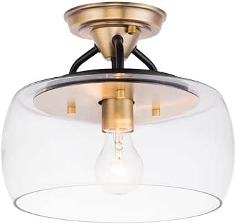 Maxim Goblet-1 Light Semi-Flush Mount-11 Inches Wide by 9.25 inches high-Bronze/Antique Brass Finish