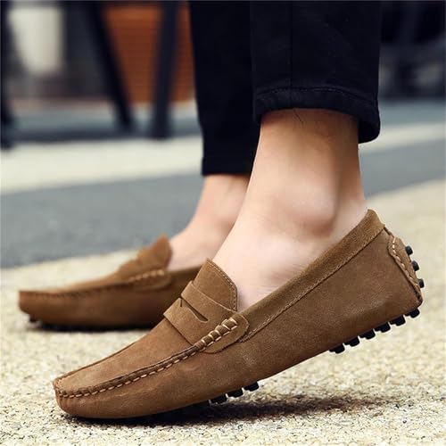 Image of PPXID Men's Dress Loafers Slip On Casual Shoes Lightweight Soft Penny Loafers Suede Driving Boat Shoes Moccasins