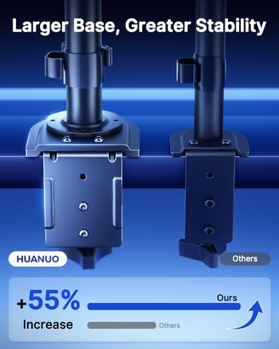 Image of HUANUO Quad Monitor Mount for 13-32 Inch Screens, 4 Monitor Stand with Larger Base, Holds 22 lbs per Arm, Fully Adjustable Stacked Mount, Tilt Swivel Rotation, VESA 75x75 /100x100mm, Cable Management