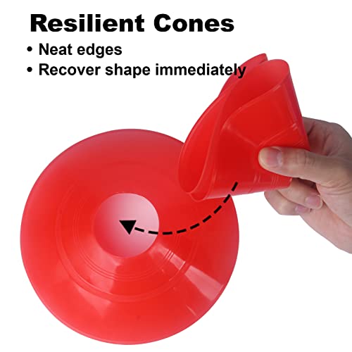 60Pcs Soccer Cones With Strap Carry Bag Agility Disc Cones Soccer Training Cones, Field Marker Sport Training Cones For Challenge Football Basketball Skating Kids Games Outdoor Indoor (Red+Blue) #TOP2