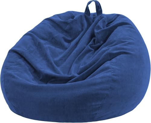 Nobildonna Housse de Pouf de 0,9 m (sans Remplissage) – Grande Housse de Pouf de Rangement pour Animaux en Peluche Lavable en Velours côtelé de qualité supérieure pour Adultes, Enfants, Bleu foncé