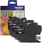 Pack de cartouches d'encre couleur à rendement standard Brother Genuine LC30113PKS (3), cartouches de remplacement d'encre originales, cyan/magenta/jaune, encre pour imprimantes à jet d'encre Brother MFCJ491DW, MFCJ497DW, MFCJ690DW