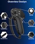 AMZDM Controller Grip for Meta Quest 3S Oculus Quest 3 VR Accessories Grips Cover for VR Touch Controllers Straps Silicone Covers Protector with Non-Slip Thumbstick Covers 1Pair Black