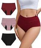 YESWEL Period Underwear for Women, Leak-proof Reusable High Waisted Briefs Menstrual Panties, Heavy Flow, Cotton 3 Pack (XX-Large, Multicolor01)