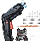 RmtcBal電動ドライバー【女性&初心者向け】セット 47個部品付き 軽量 正逆転切替 変形ハンドル 300mAh 3.7V 3.5N.m 充電式/収納ケース付き DIY 組み立て 家庭用 小型の電動ドライバーは回転速度が遅く 速いーを求めるには不向きです