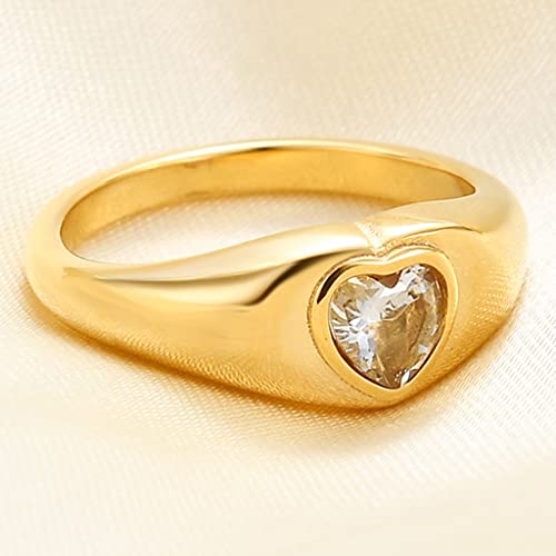 Jude Jewelers Stainless Steel Heart Shaped Wedding Band Statement Pinky Ring2