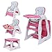 3In1 Hochstuhl Kinderhochstuhl, Mitwachsender Hochstuhl Baby höhenverstellbar und klappbar, Kinder Hochstuhl ab 6 Monaten Kinderstuhl bis 15 kg mit Abnehmbares Tablett, Aufsteckbarer Teller (pink)