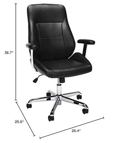 Ofm Office Chair, Mid Back Leather Task Chair, In Black (730-L-Blk) #TOP2