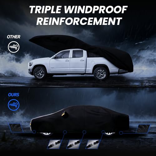 Image of Multi-Layer Car Cover Custom Fit for Ford Fusion(205-2026), 100% Waterproof All Weather for Automobiles, Gift with Towel, Heavy Duty Car Covers for Rain Sun UV Protection with Door Zipper