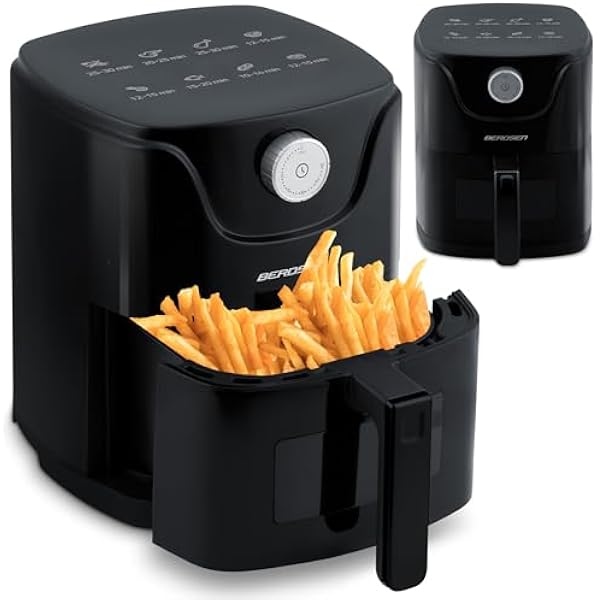 Berdsen Frytkownica beztłuszczowa na gorące powietrze - Z okienkiem - Air Fryer - 1000 W 2,5 L - 8 programów - Czarna
