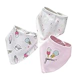Picture of JN&LULU 3 Pack Newborn Baby Bibs Bandana Drool Bibs for Drooling Cotton Baby Gifts (Ice Cream)