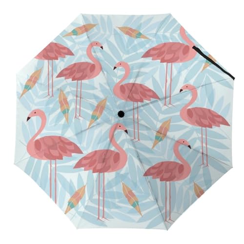 Parapluie automatique compact flamant rose pour rester élégant sous la pluie