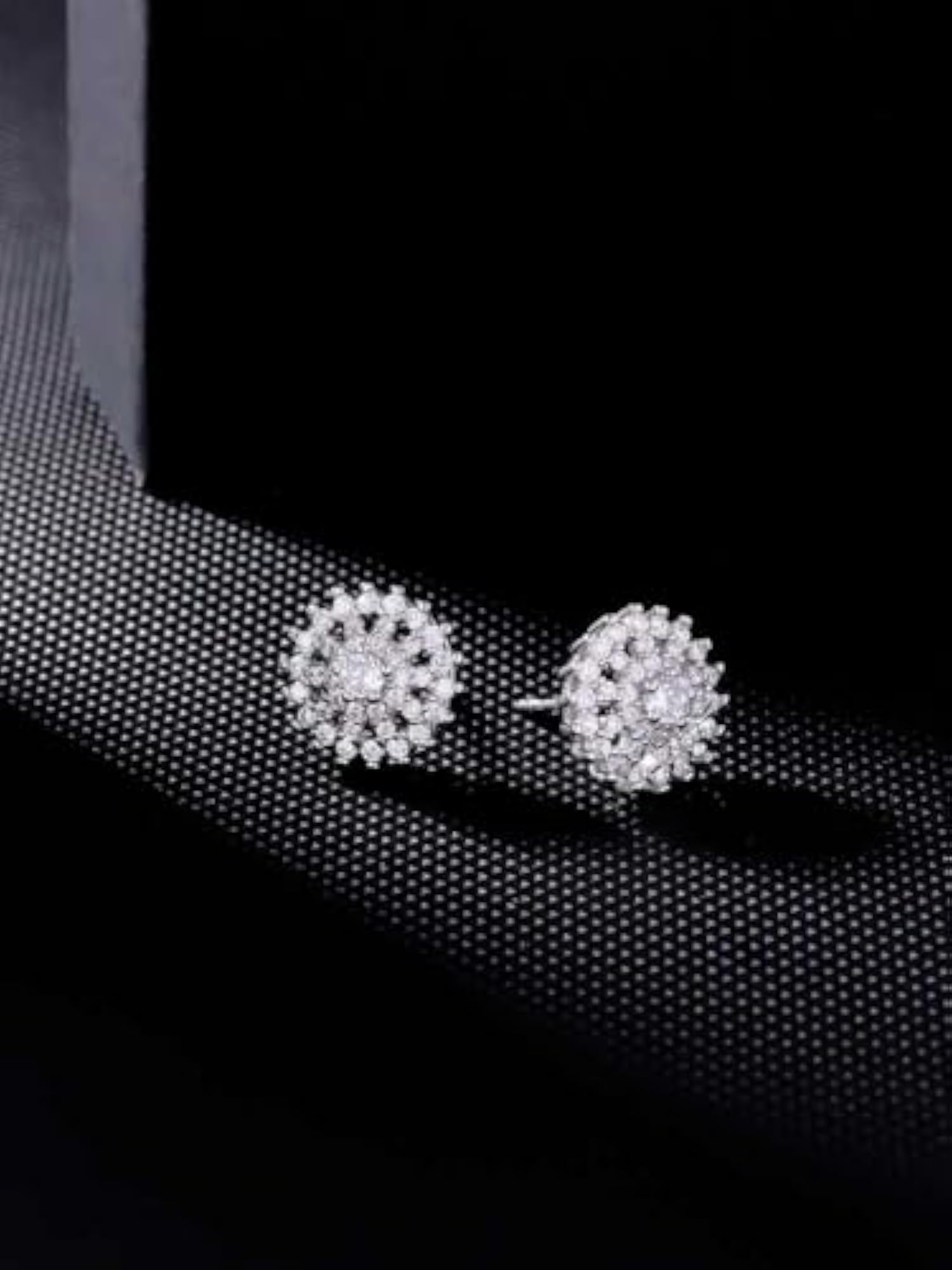 Wheel Push Back Stud Earring With CZ, Hypoallergenic, Butterfly Closure