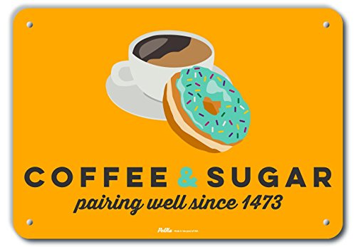 Plaque en aluminium Coffee and Sugar pour des matins doux
