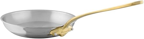 Mauviel M'Cook B - Sartén de acero inoxidable pulido de 5 capas con mango de latón, 9.4 pulgadas, fabricada en Francia
