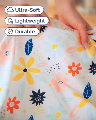 Image of King 4 Piece Floral Sheet Set - Soft, Breathable & Cooling - Daisy Art | 1 Flat, 1 Fitted & 2 Pillowcases w / Deep Pockets, Boho Botanical Floral Bedding, Breathable & Cooling, Wrinkle & Fade Free