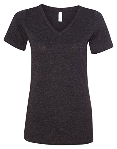Bella Canvas Women's Relaxed Jersey V-Neck T-Shirt, Dark Grey Heather, X-Large