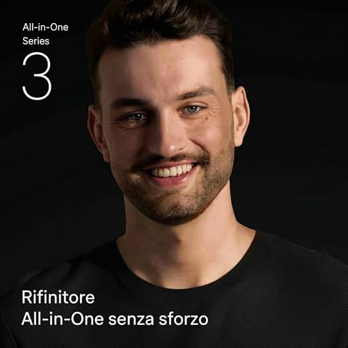 Braun Rifinitore All-In-One Series 3, Rasoio Elettrico Barba E Capelli 8In1, Lama Ultra Affilata, Rasoio Elettrico Corpo Uomo, 14 Lunghezze, 50 Min. di Autonomia, Styling Facile Viso E Capelli,AIO3545 - Immagine 1