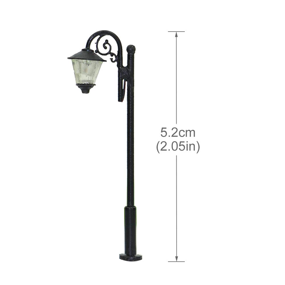 Evemodel 10 Stück Modell Spur N 1:160 Lampen warm weiß Beleuchtung Leuchte Straßenlampen Modellbau Dekor