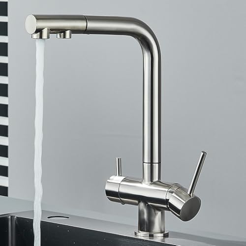Mitigeur de cuisine en laiton noir et chrome avec buse extractible